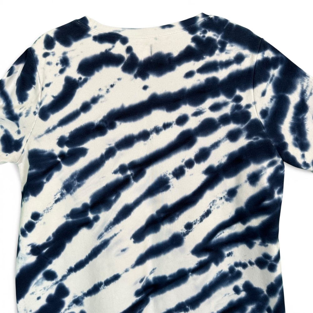 Lands End Sweatshirt Serious Sweats Tie Dye Crewneck Navy White Larg Tal 14 16 - Picture 11 of 11